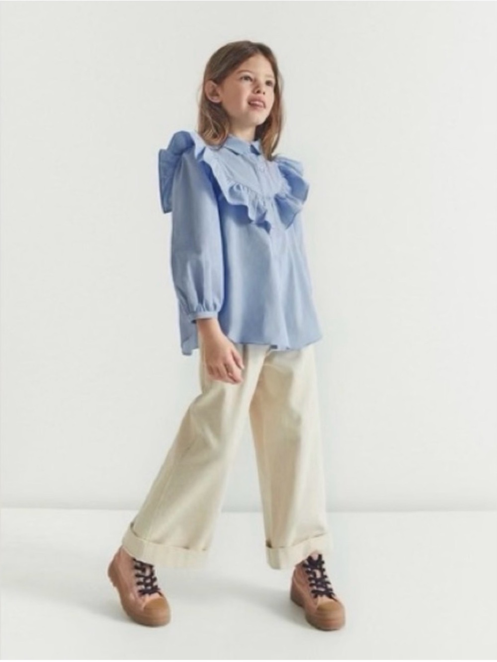 Zara kids button down blue shirt 11-12